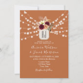 ブルガンディバーントオレンジ結婚式招待状 招待状 (正面)