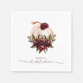 ブルガンディパンプキン秋インラブブライダルシャワー招待状 スタンダードカクテルナプキン