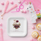 ブルガンディパンプキン秋インラブブライダルシャワー招待状 ペーパープレート (パーティー)