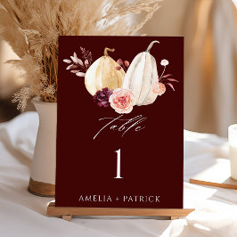 ブルガンディパンプキン秋結婚秋 テーブルナンバー