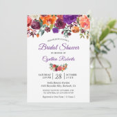 ブルガンディパープルオレンジフローラガーデンブライダルシャワー 招待状 (スタンド正面)