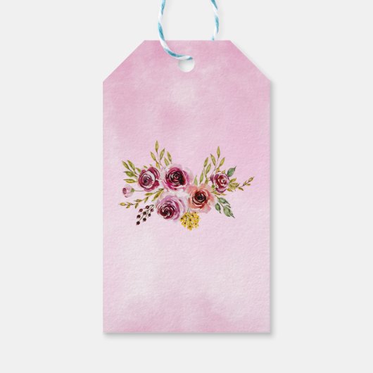 ブルガンディパープルバラフローラ誕生日サンキューユナイテッド ギフトタグ (裏面)