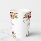 ブルガンディパープルバラ素朴フローラ誕生日 紙コップ (右)