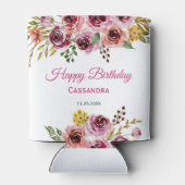 ブルガンディパープルバラ素朴フローラ誕生日 缶クーラー (裏面)