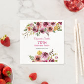 ブルガンディパープルブラウンバラ素朴フローラ誕生日 スタンダードカクテルナプキン (インサイチュ)