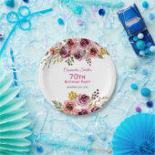 ブルガンディパープルブラウンバラ素朴フローラ誕生日 ペーパープレート (パーティー)