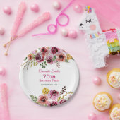 ブルガンディパープルブラウンバラ素朴フローラ誕生日 ペーパープレート (パーティー)