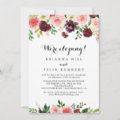 ブルガンディパープル春フローラエロペメント披露宴 招待状 (正面)