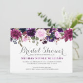 ブルガンディパープル素朴フローラボホブライダルシャワー 招待状 (スタンド正面)