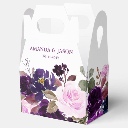 ブルガンディパープル素朴フローラボホ結婚ズ フェイバーボックス (オープン)