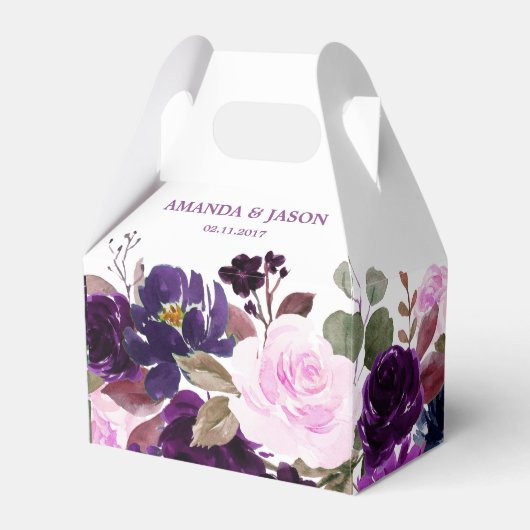 ブルガンディパープル素朴フローラボホ結婚ズ フェイバーボックス (正面サイド)