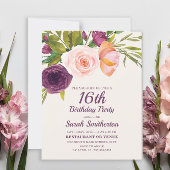 ブルガンディパープル赤面ピンクフローラ16位誕生日 カード