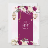 ブルガンディパープル金ゴールドバタフライエレガントクインセアニラ 招待状 (裏面)