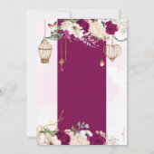 ブルガンディパープル金ゴールドフローラエレガントブライダルシャワー 招待状 (裏面)