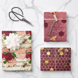 ブルガンディビーシリーズデザイン2 ラッピングペーパーシート