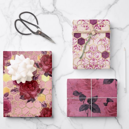 ブルガンディビーシリーズデザイン6 ラッピングペーパーシート (正面)