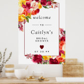 ブルガンディピンクオレンジイエローブライダルシャワーへようこそ ポスター (キッチン)