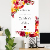 ブルガンディピンクオレンジイエローブライダルシャワーへようこそ ポスター (ホームオフィス)