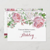 ブルガンディピンクカントリーバラフローラレシピカード ポストカード (正面/裏面)