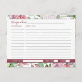 ブルガンディピンクカントリーバラフローラレシピカード ポストカード (裏面)