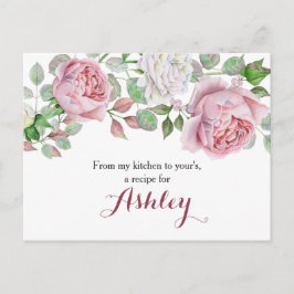 ブルガンディピンクカントリーバラフローラレシピカード ポストカード