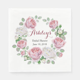 ブルガンディピンクカントリーバラリースブライダルシャワー スタンダードランチョンナプキン