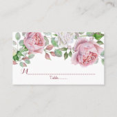 ブルガンディピンクカントリー結婚バラ座席表 プレイスカード (正面)