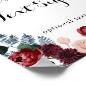 ブルガンディピンクネイビーカスタムフローラ文字標識 ポスター (角)