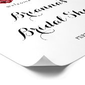 ブルガンディピンクネイビーフローラブライダルシャワー歓迎 ポスター (角)