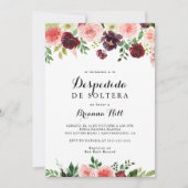 ブルガンディピンクパープル春スペインのブライダルシャワー 招待状 (正面)