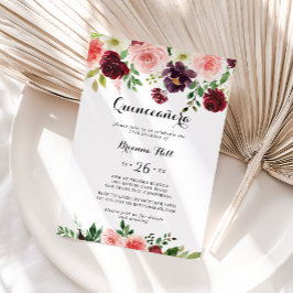 ブルガンディピンクパープル春フローラキンセアニラ 招待状