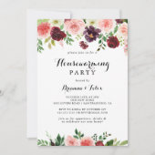 ブルガンディピンクパープル春引っ越し祝いパーティーパーティー 招待状 (正面)