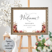 ブルガンディピンクピーチフローラ任意のイベントウェルカムサイン ポスター