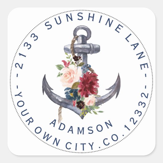 ブルガンディピンクフローラいかり円形住所 シール (正面)