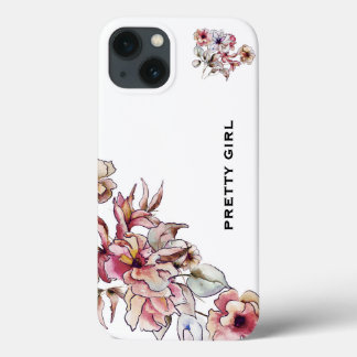 ブルガンディピンクフローラブーケエレガントー iPhone 13ケース