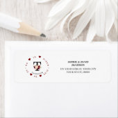 ブルガンディピンクフローラモノグラム差出人住所ラベル ラベル (インサイチュ)