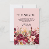 ブルガンディピンクフローラ誕生日 サンキューカード (正面)