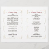 ブルガンディピンクフローラ金ゴールドグリッター結婚式 プログラム (裏面)