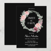 ブルガンディピンクローズエレガントフローラスウィート16誕生日 招待状 (正面/裏面)