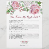 ブルガンディピンクローズフローラブライダルシャワーゲーム チラシ (裏面)