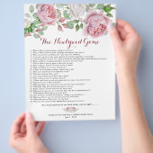 ブルガンディピンクローズフローラブライダルシャワーゲーム チラシ (手)