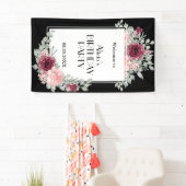 ブルガンディピンクローズフローラブラックハッピーバースデー 横断幕 (インサイチュ)