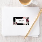 ブルガンディピンクローズブラック誕生日差出人住所 ラベル (インサイチュ)