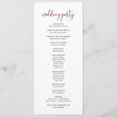 ブルガンディピンク赤面結婚フローラ プログラム (裏面)