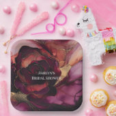 ブルガンディピンク金ゴールドフローラブライダルシャワー ペーパープレート (パーティー)