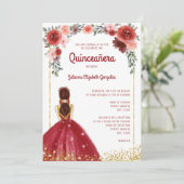 ブルガンディピンク金ゴールドフローラプリンセスキンセアニェラ 招待状 (スタンド正面)