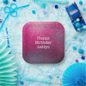 ブルガンディピンク《写真》ぼけ味ハート誕生日 ペーパープレート (パーティー)