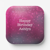 ブルガンディピンク《写真》ぼけ味ハート誕生日 ペーパープレート (正面)