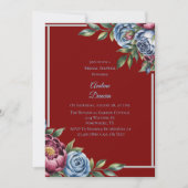 ブルガンディピーオンアンドブルーバラブライダルシャワー 招待状 (正面)