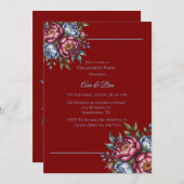 ブルガンディピーオンアンドブルーバラ婚約パーティ 招待状 (正面/裏面)